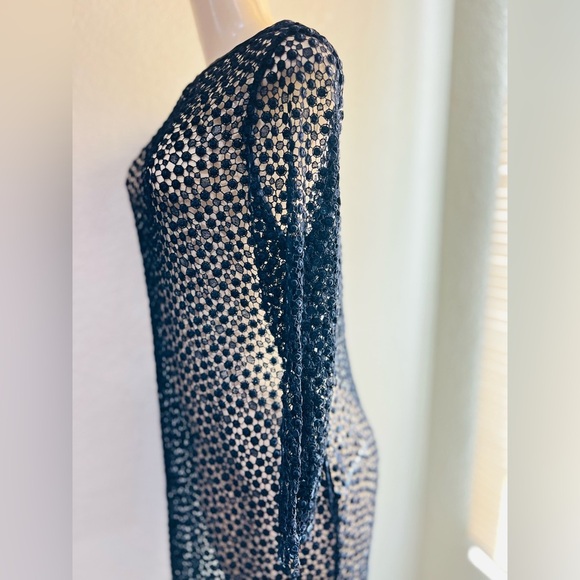 DEAN HUTCHINSON long sleeve midi dress size S/M fits dark blue color - Picture 4 of 14